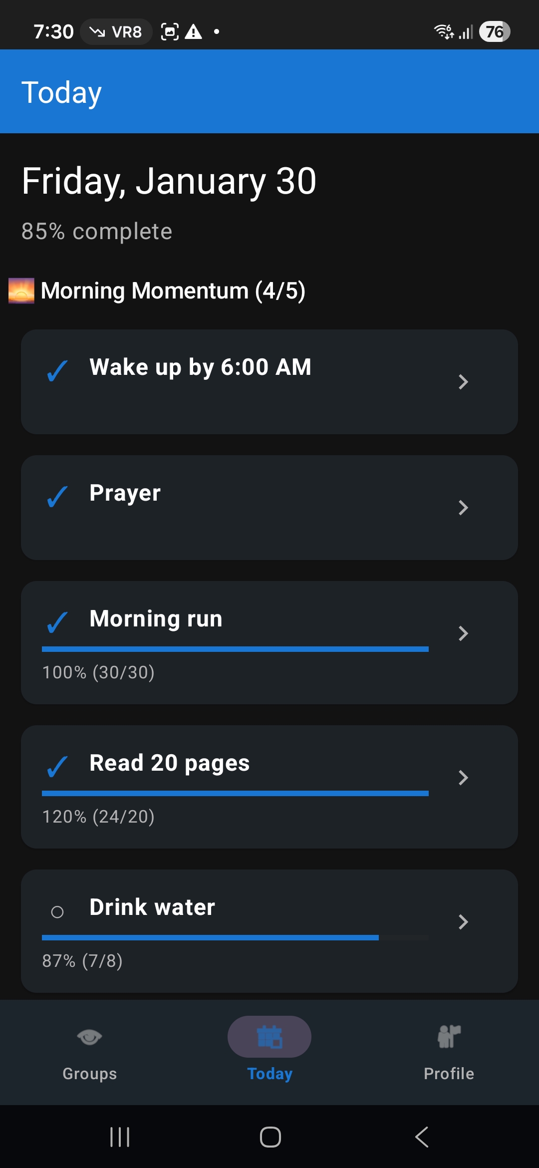 Pursue app progress and logging